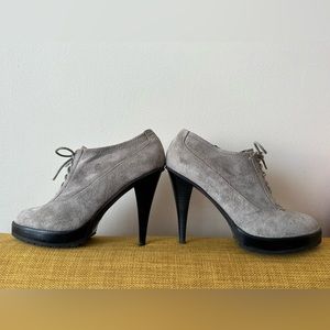 Gray suede booties